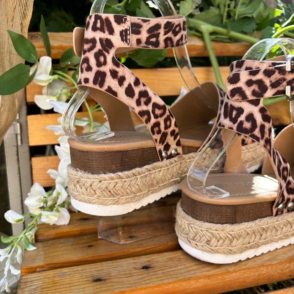 Soda Leopard Print‎ Espadrille Sandals